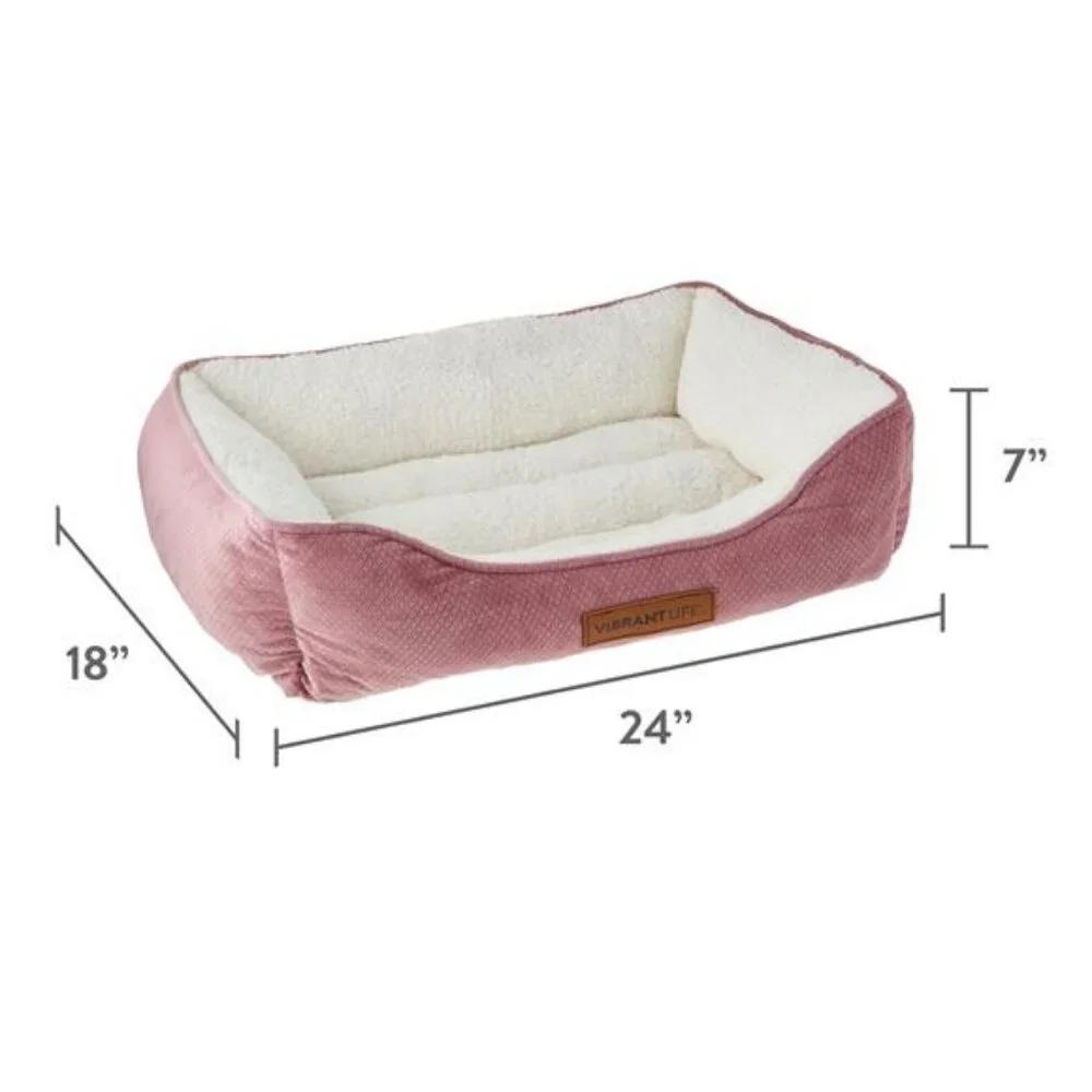 Dog Bedding Premium Cuddler Pet Bed, Pink & White